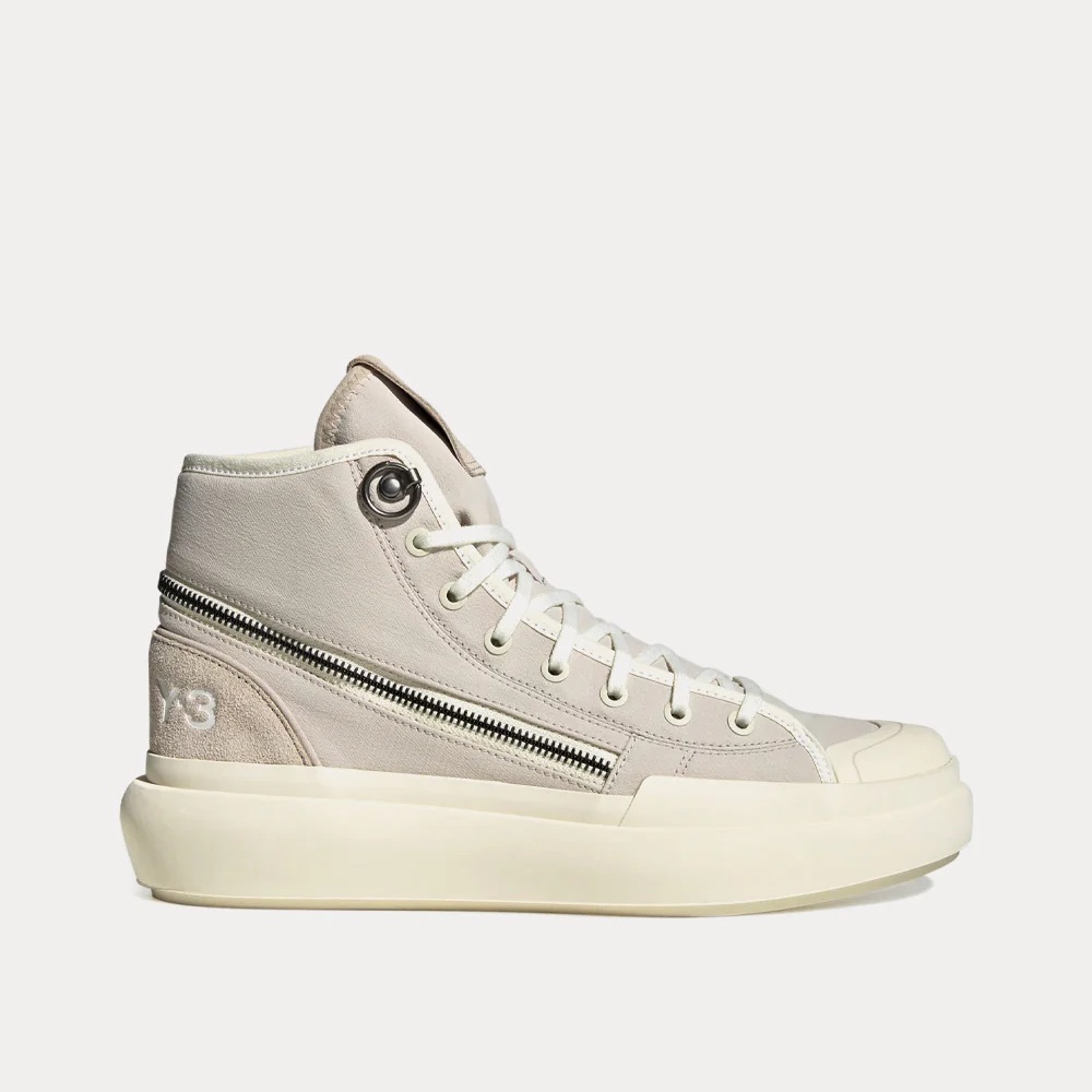 Y-3 YOHJI YAMAMOTO CREAM ‘AJATU COURT HIGH’ HIGH-TOP SNEAKERS - SIZE 11.5